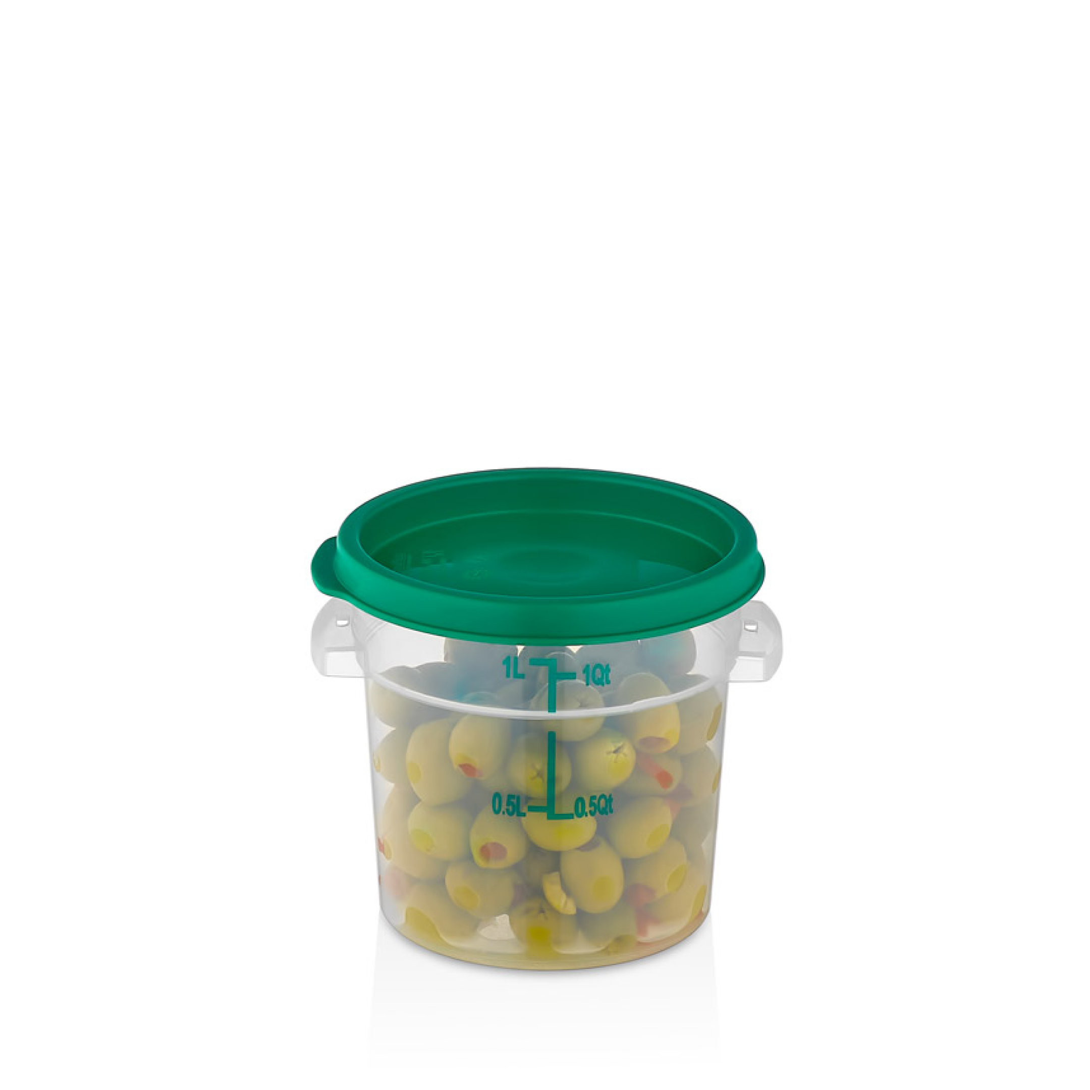 Enë rrumbullake për ruajtje, 0.95 L - Kapak i gjelbër