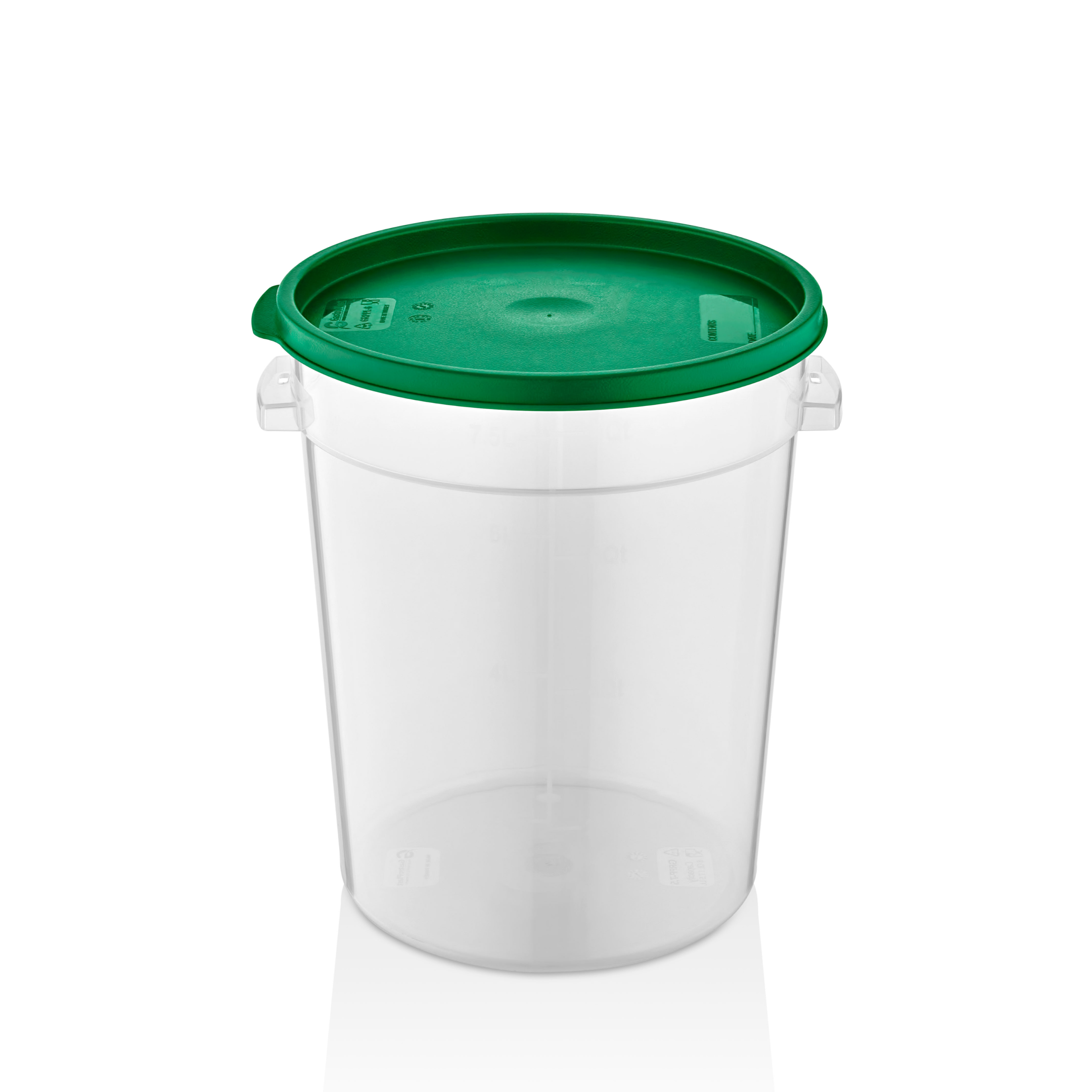 Enë rrumbullake për ruajtje, 7.5 L - Kapak i gjelbër