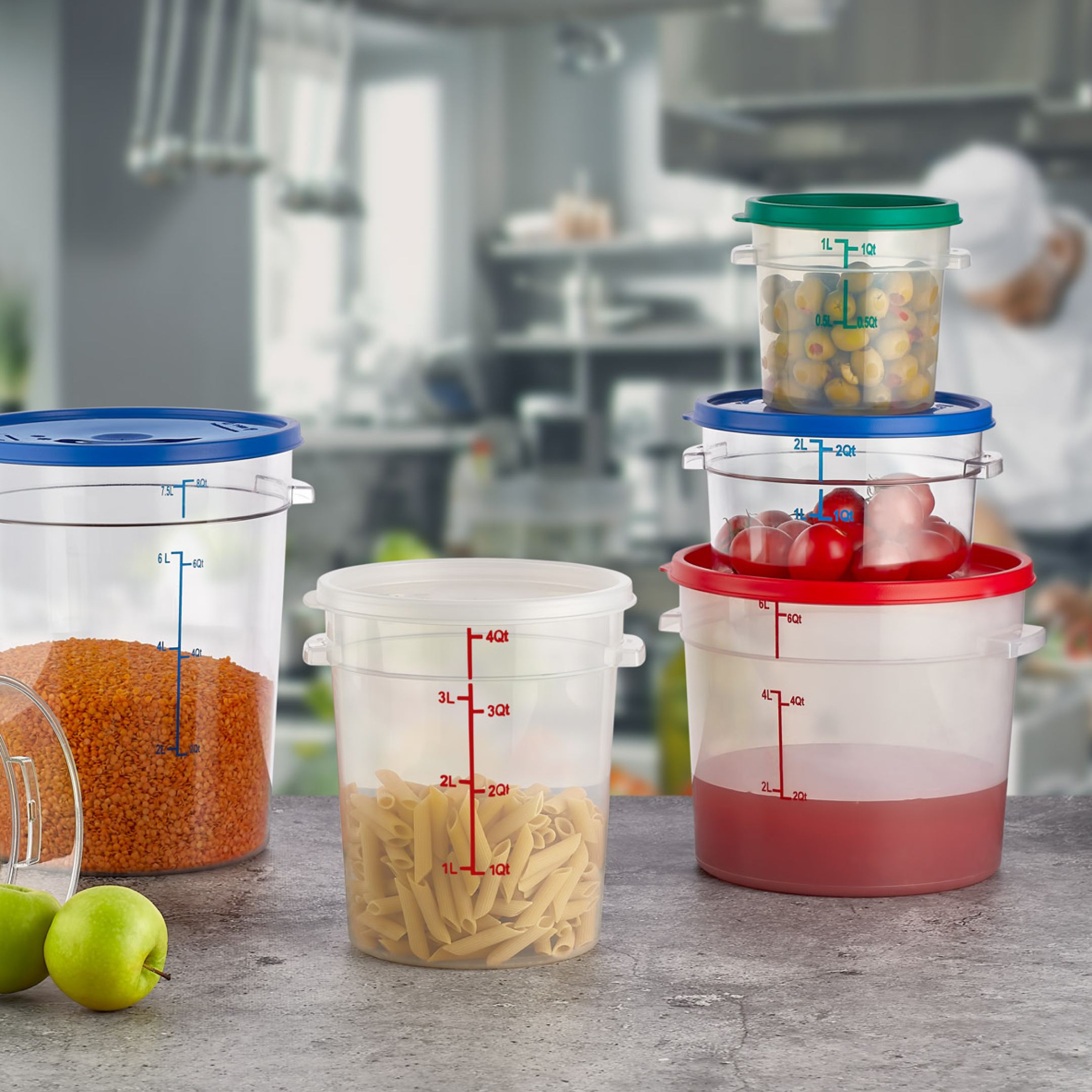 Enë rrumbullake për ruajtje, 20.82 L - Kapak i gjelbër