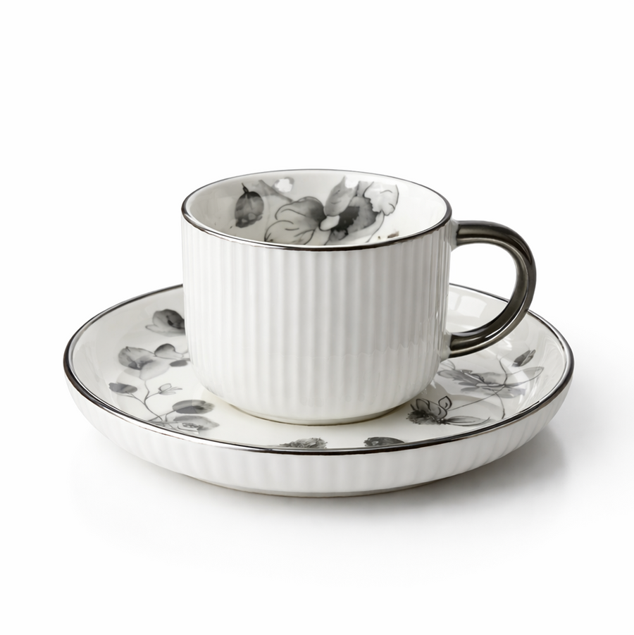 Set - Filxhanë dhe pjatëza për çaj (6 copë), 200 mL