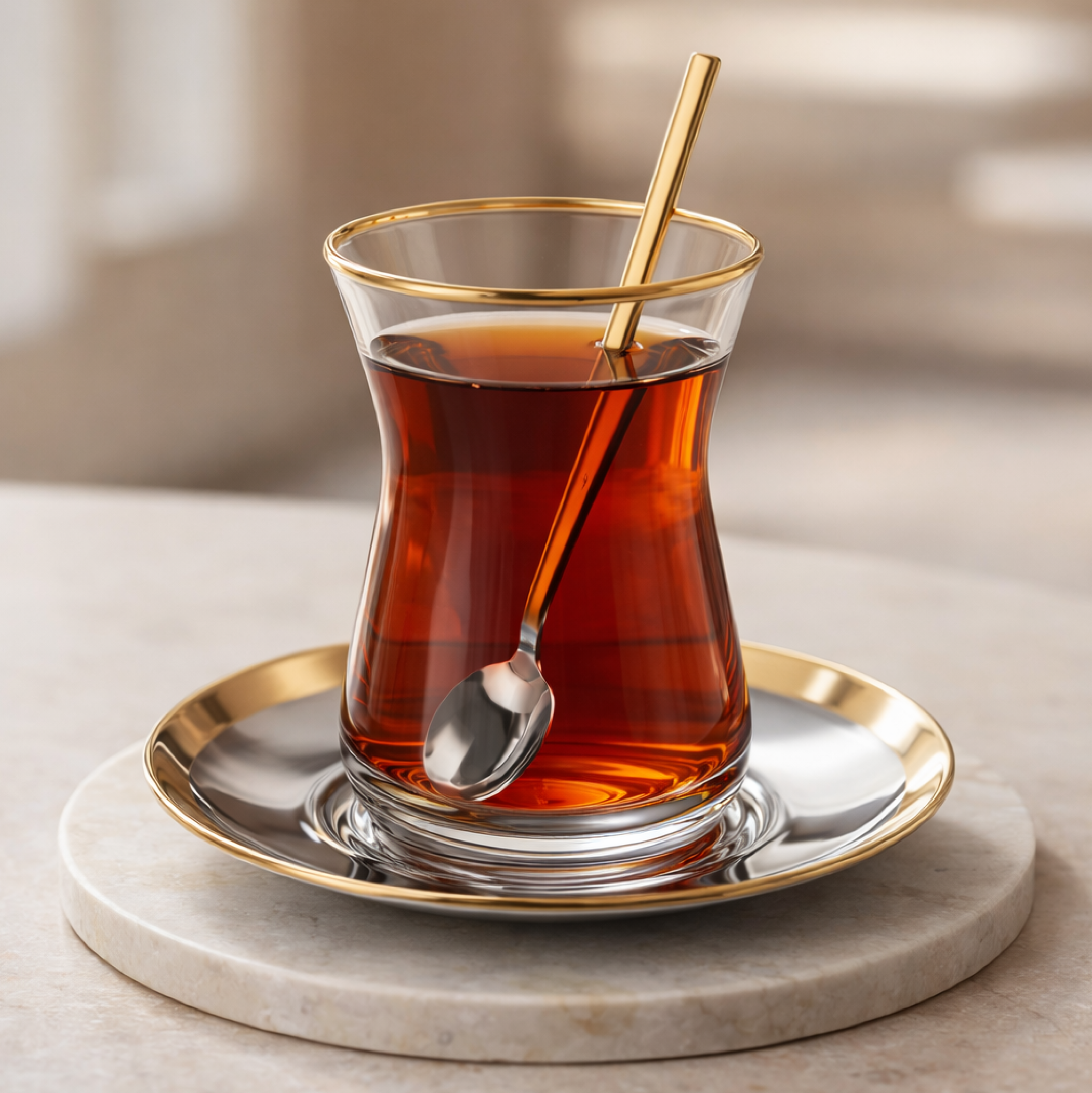 Set - Gota, pjatëza & lugë çaji Gold Rio (6 copë), 130 mL