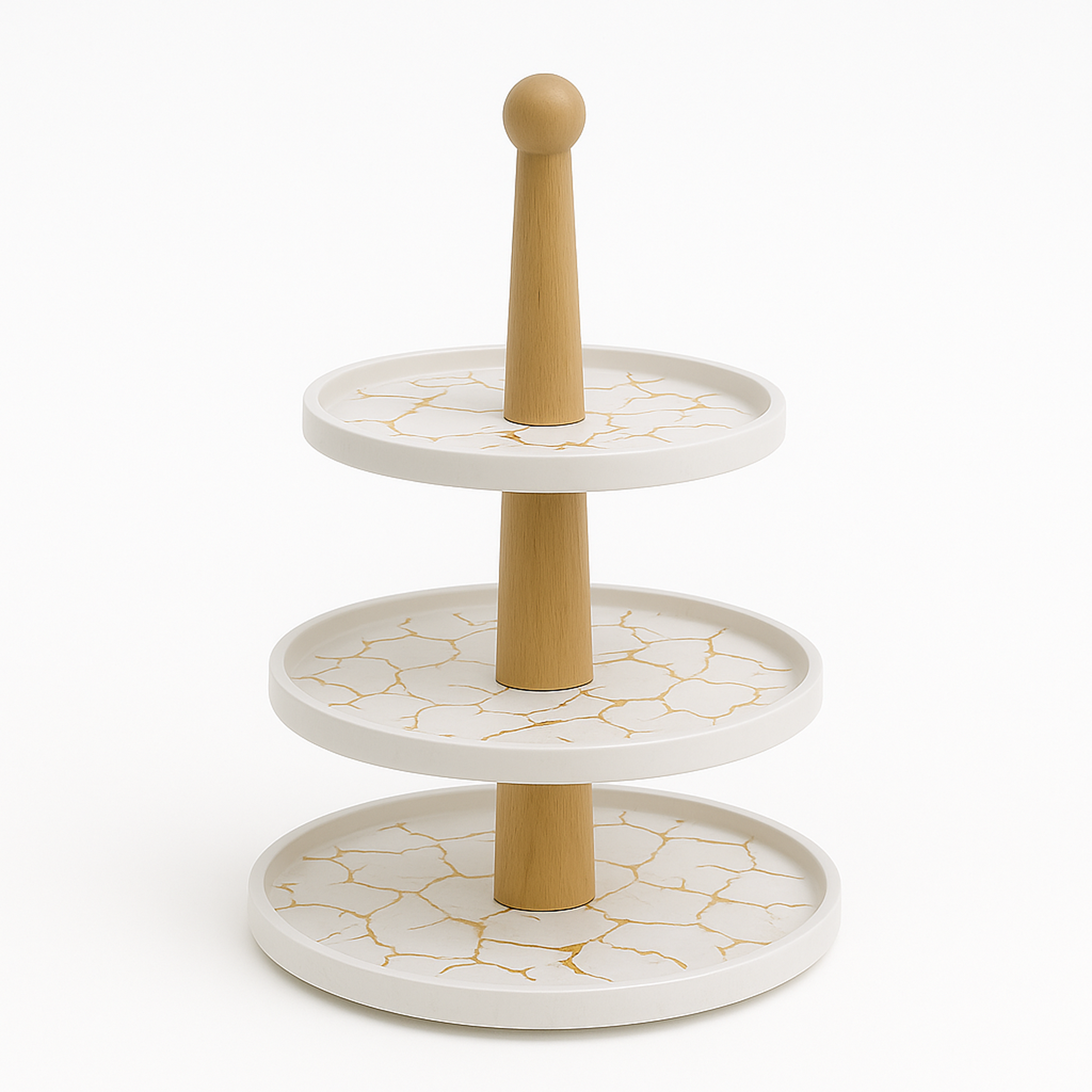 Pjatë tre katëshe për ëmbëlsirë Marble, 25x38.5 cm