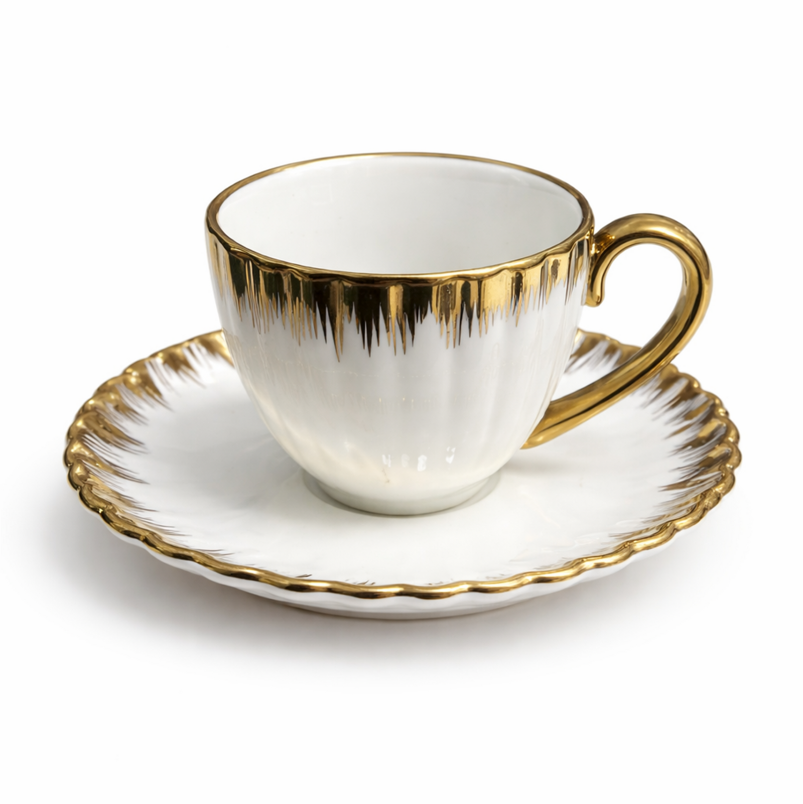 Set - Filxhanë dhe pjatëza për çaj Gold (6 copë), 200 mL