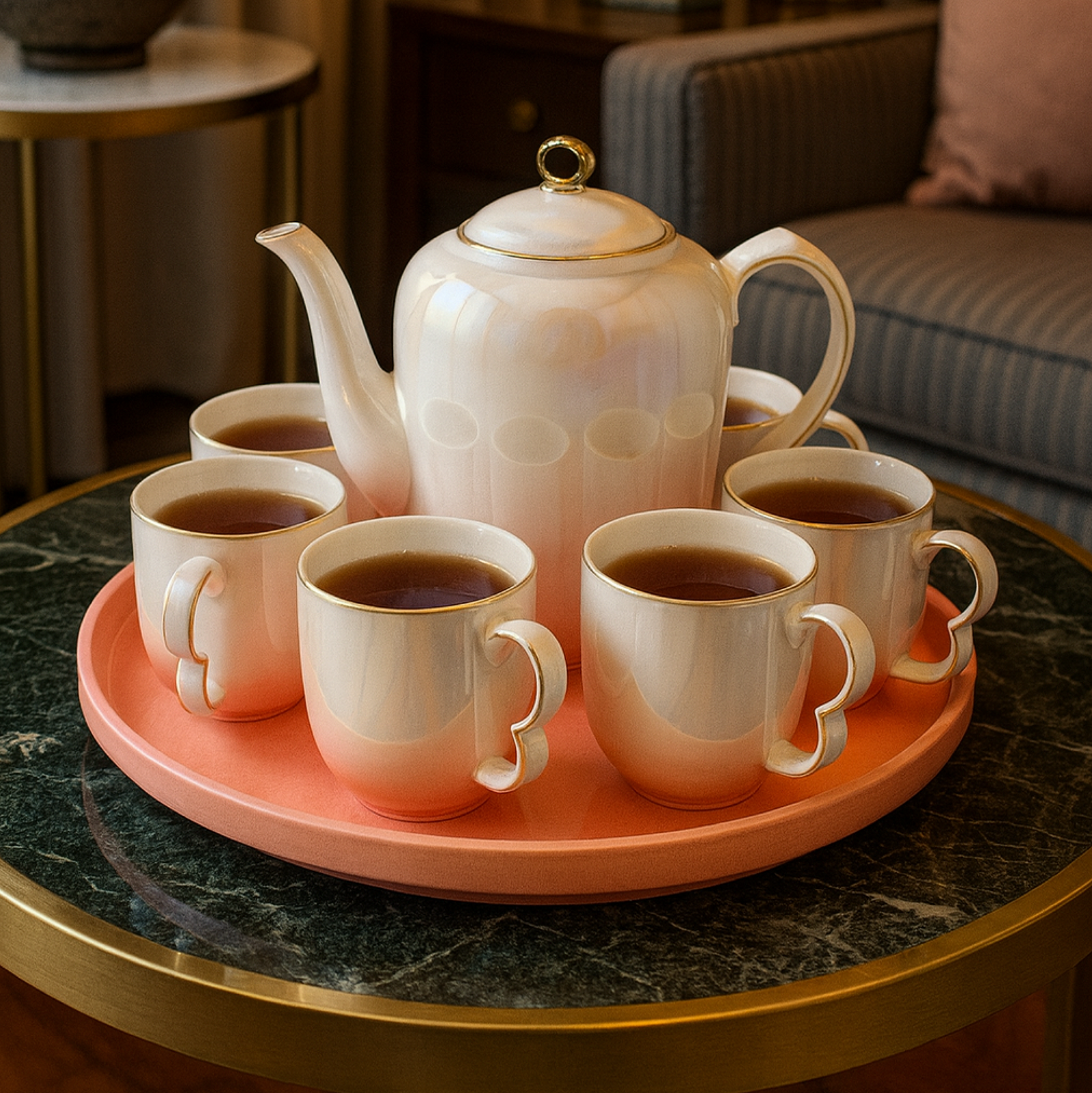 Set - Filxhana, çajnik dhe tabak rrotullues (8 pjesë)