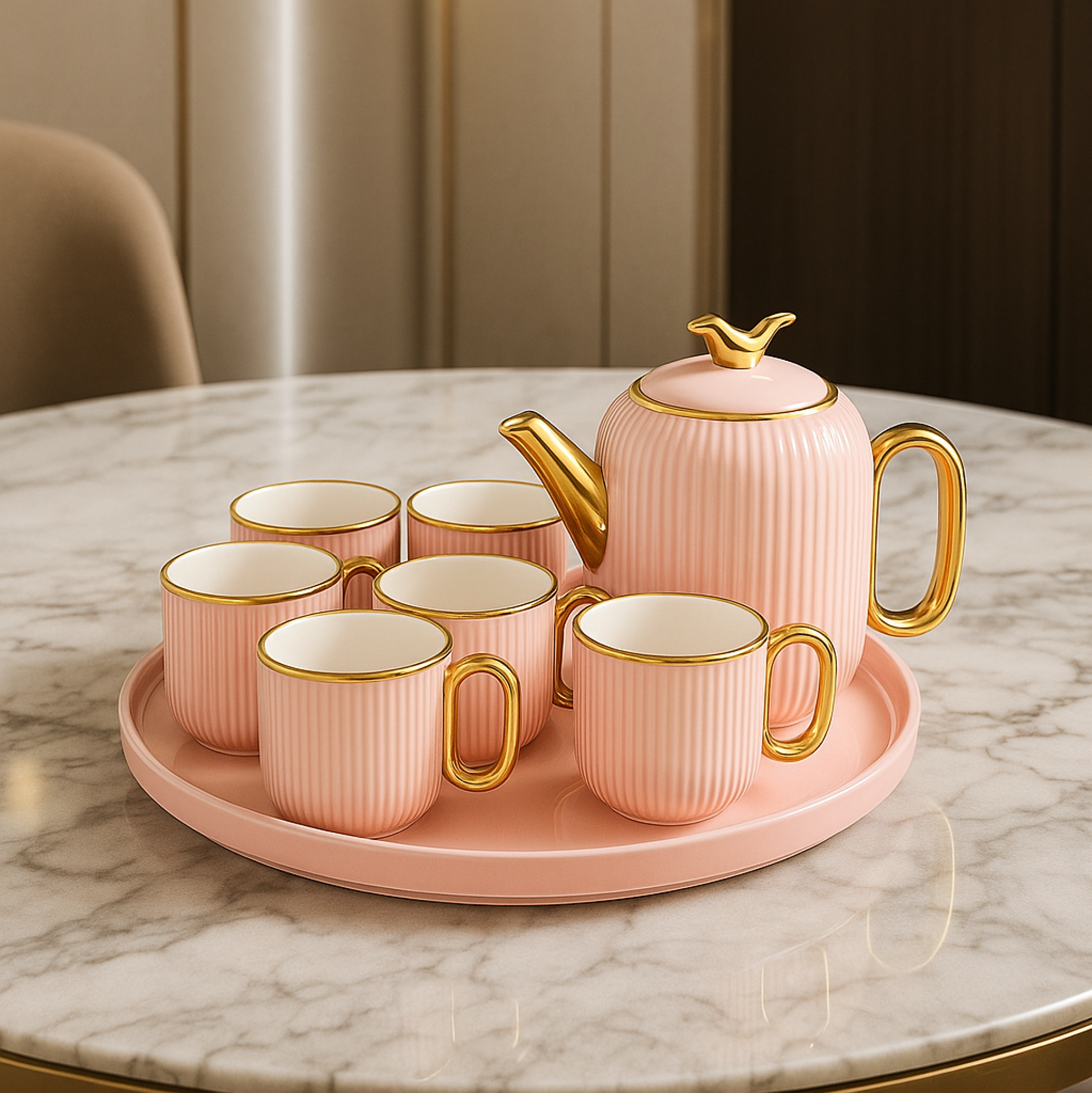 Set - Filxhana, çajnik dhe tabak rrotullues (8 pjesë)