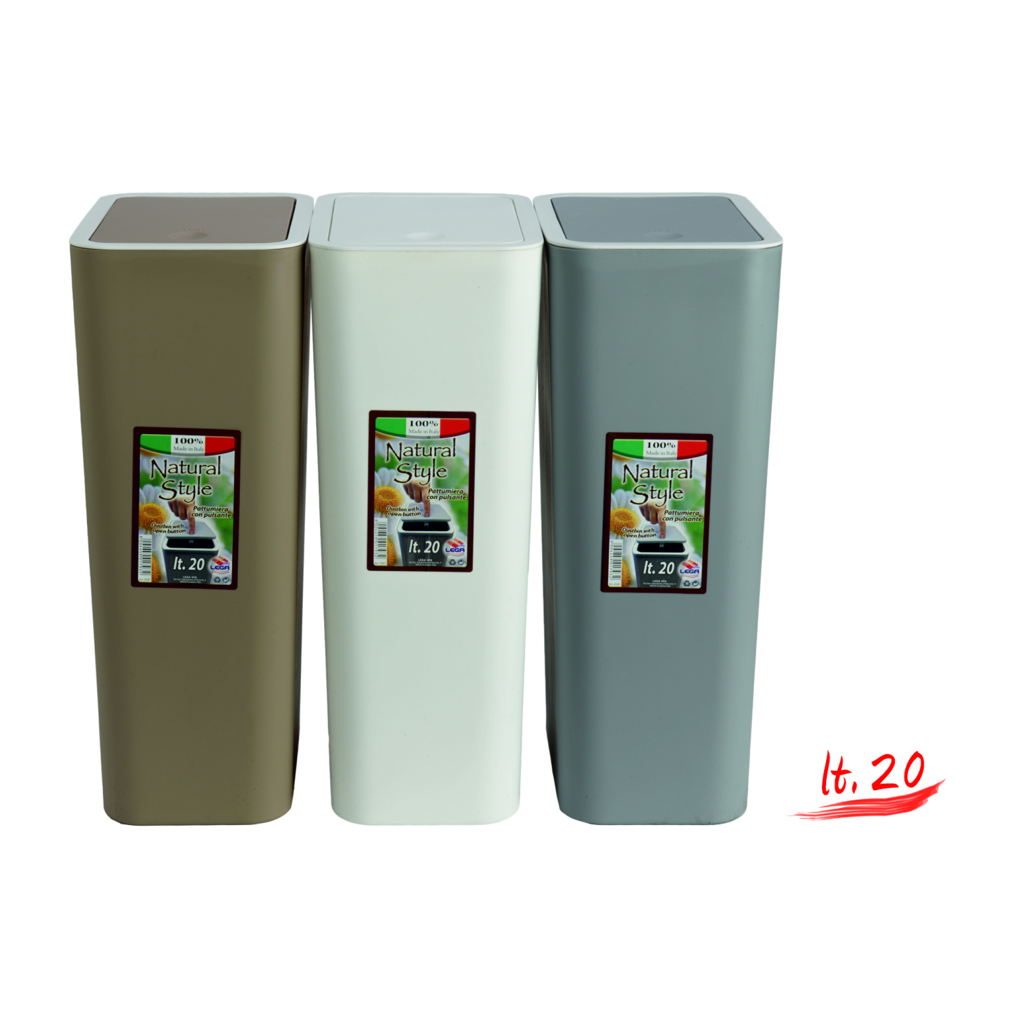 Set - Shportë plastike për mbeturina Natural, 24 Litra