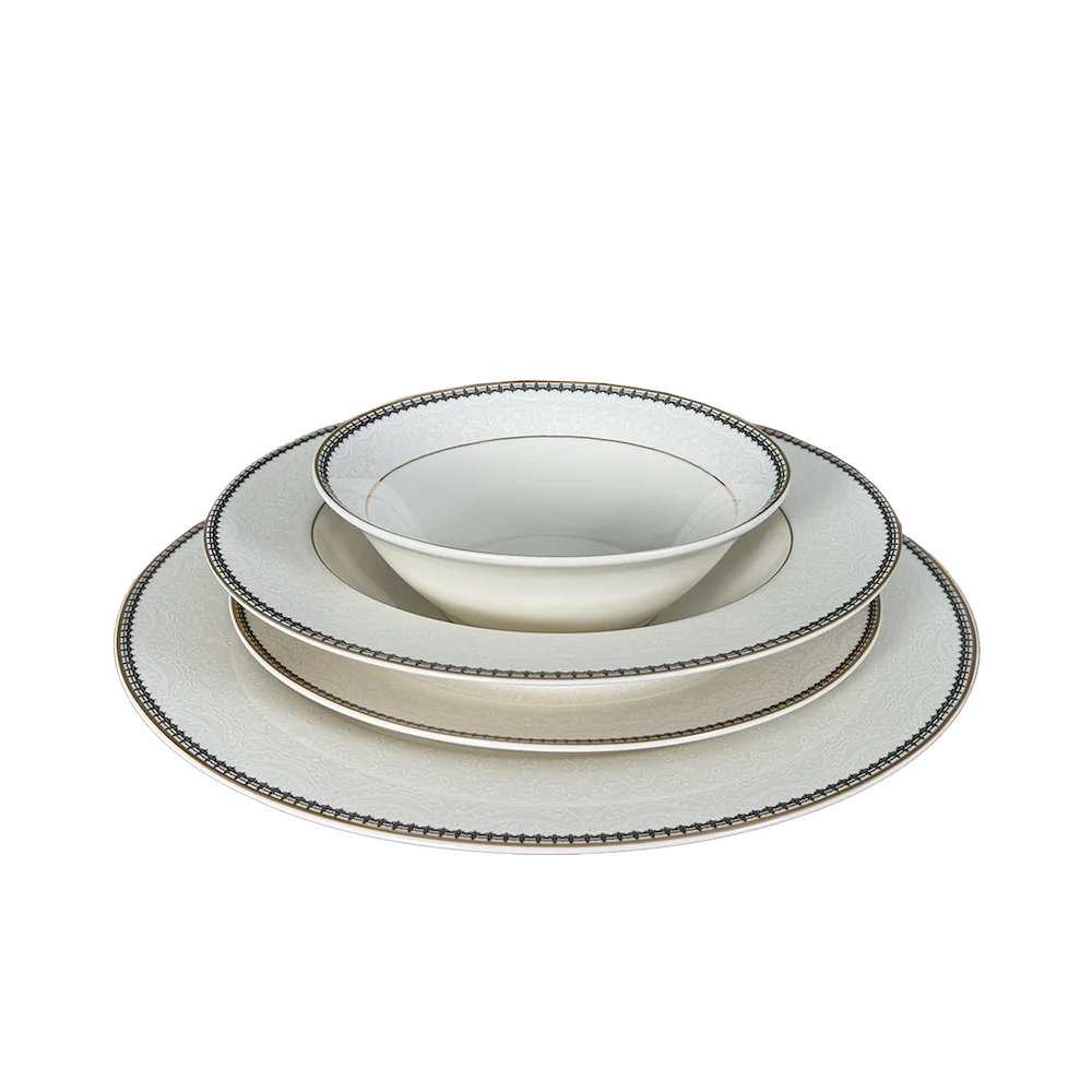 Set pjatash porcelani Bone China (24 copë)