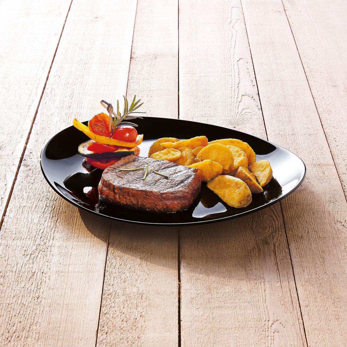 Pjatë opali Assiette A Steak (Zezë), 30x26 cm
